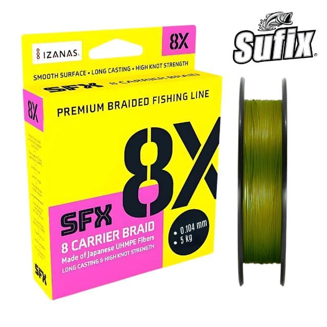 Sedal para Pesca SUFIX SFX X8 0.104 Lo Vis Green — imagen 1